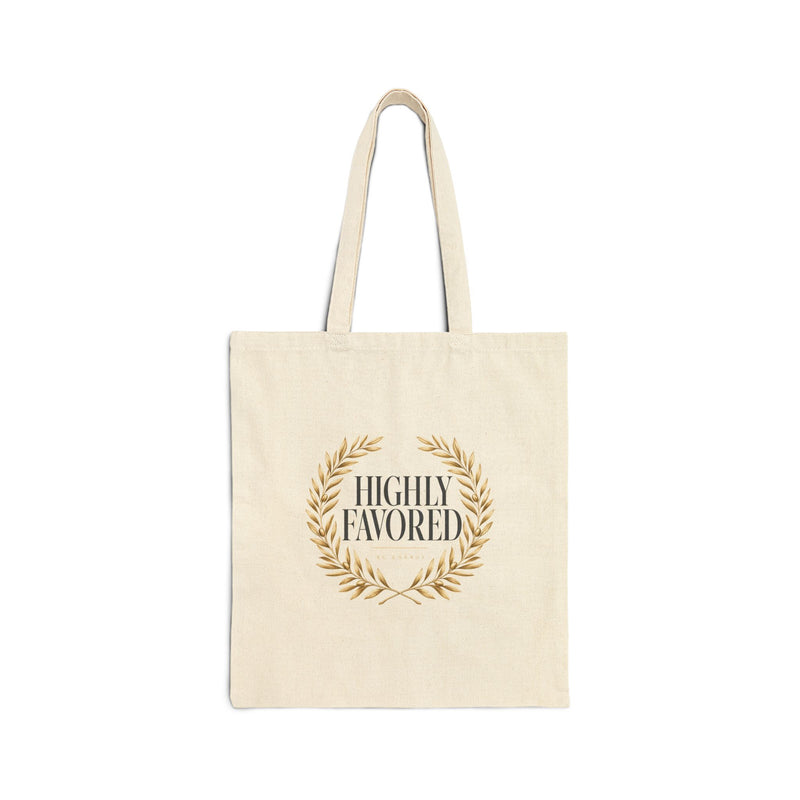 Highly Favored Cotton Canvas Tote Bag — Inspirational Faith Grocery & Everyday Market Tote