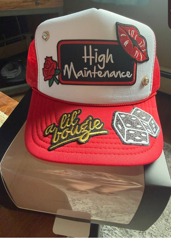High Maintenance - Red/White Trucker